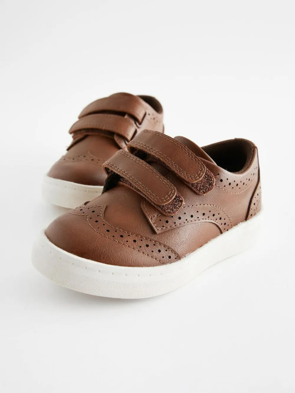 Next Wide Fit (G) Touch Fastening Brogue Shoes^BOY Shoes|Occasionwear