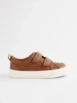 Best Next Wide Fit (G) Two Strap Touch Fastening Trainers Tan Brown