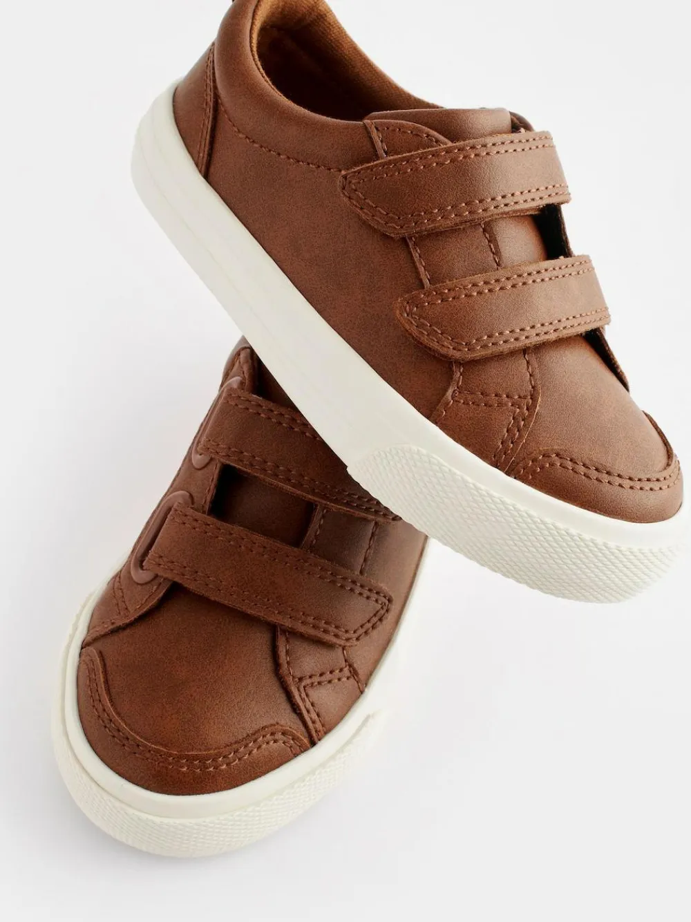 Best Next Wide Fit (G) Two Strap Touch Fastening Trainers Tan Brown