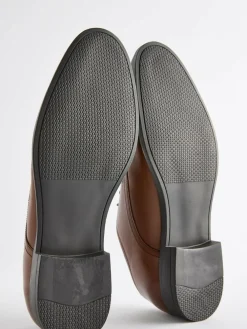 Best Next Wide Fit Leather Plain Derby Shoes Tan Brown