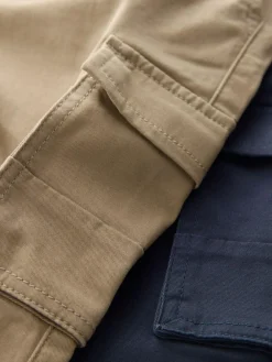 Discount Next Tan/Navy Cargo Trousers 2 Pack (3mths-7yrs)