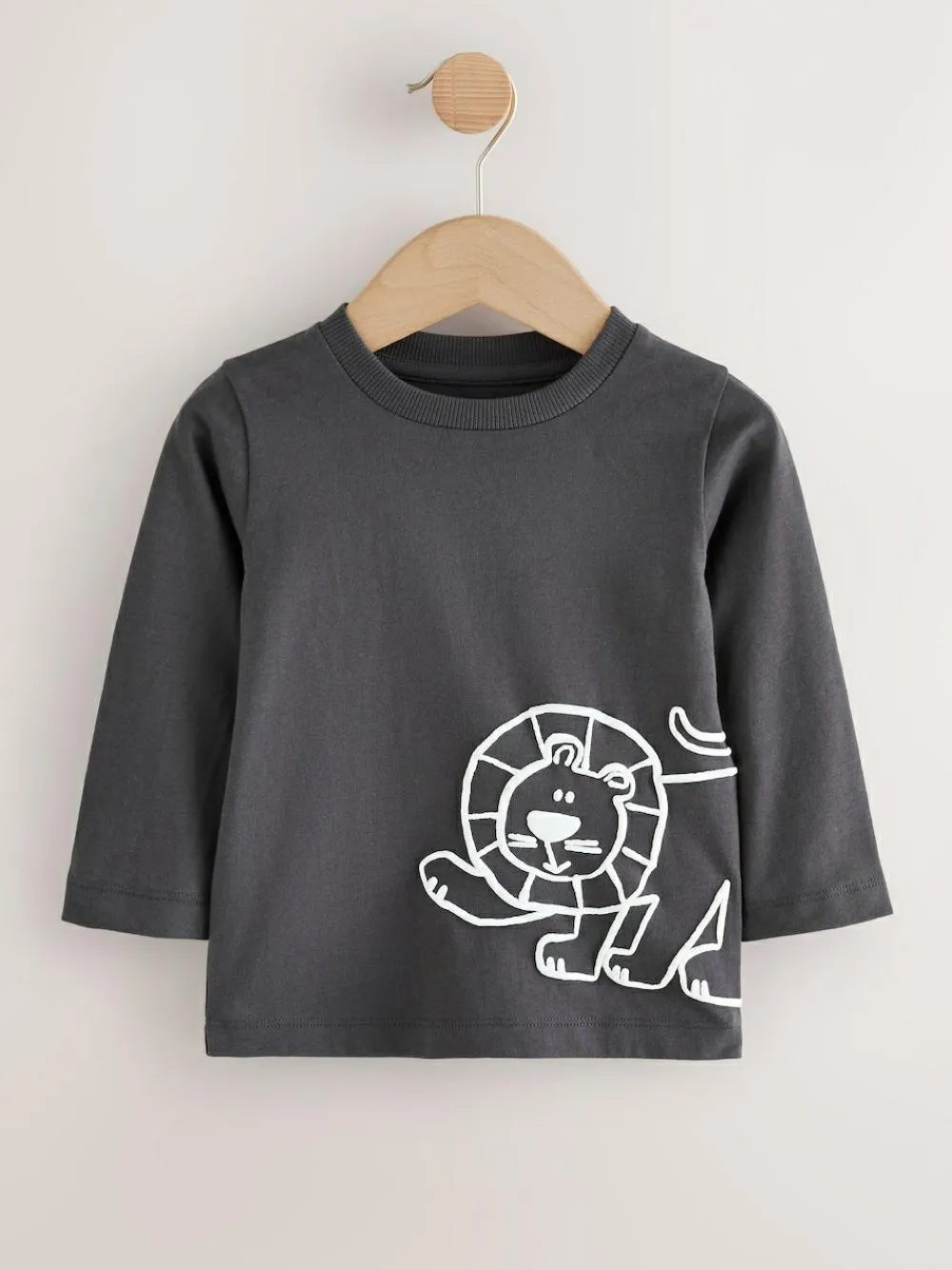 Discount Next Tan/White/Black Safari Long Sleeve Graphic Print T-Shirts 3 Pack (3mths-7yrs)