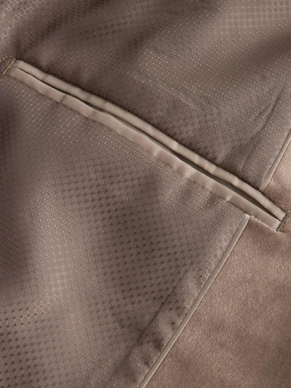 Next Taupe Slim Fit Self Lapel Velvet Blazer
