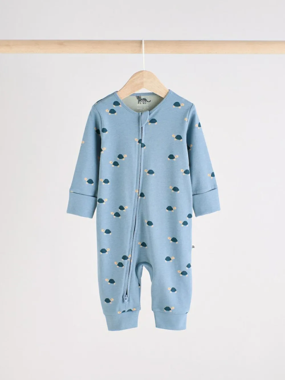 Online Next Teal Blue Baby Printed Zip Sleepsuits 3 Pack (0mths-3yrs)