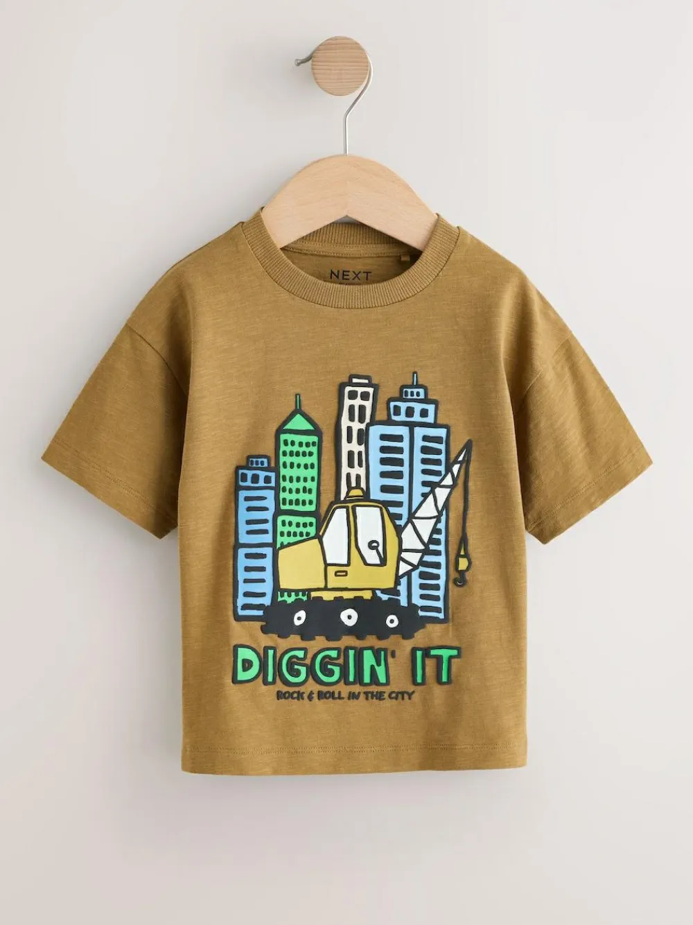 Clearance Next Teal Blue Digger Short Sleeve Graphic T-Shirts 3 Pack (3mths-7yrs)