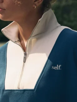 Best self. Half Zip Sweatshirt Teal Blue
