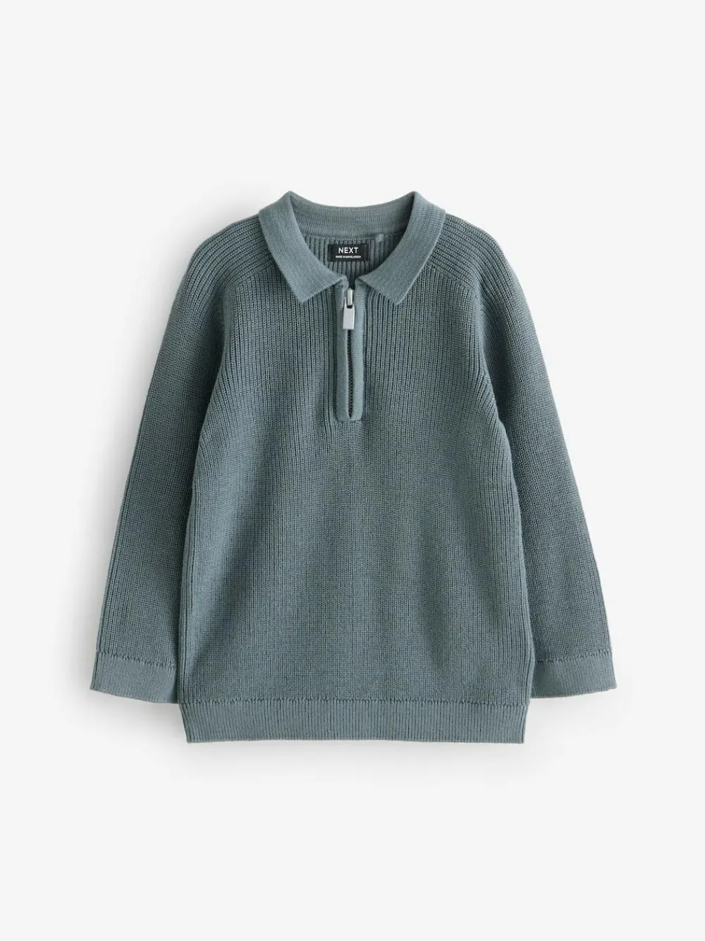 Online Next Long Sleeve Quarter Zip Knitted Polo Shirt (3mths-7yrs) Teal Blue