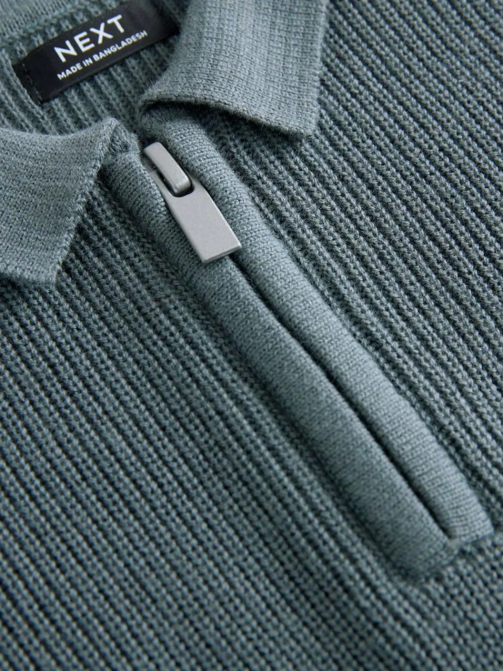 Online Next Long Sleeve Quarter Zip Knitted Polo Shirt (3mths-7yrs) Teal Blue
