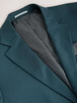 Best Next Teal Blue Slim Fit Textured Suit Jacket