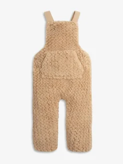 Outlet The Little Tailor Baby Chunky Sherpa Fleece Dungarees and Bodysuit Set Natural