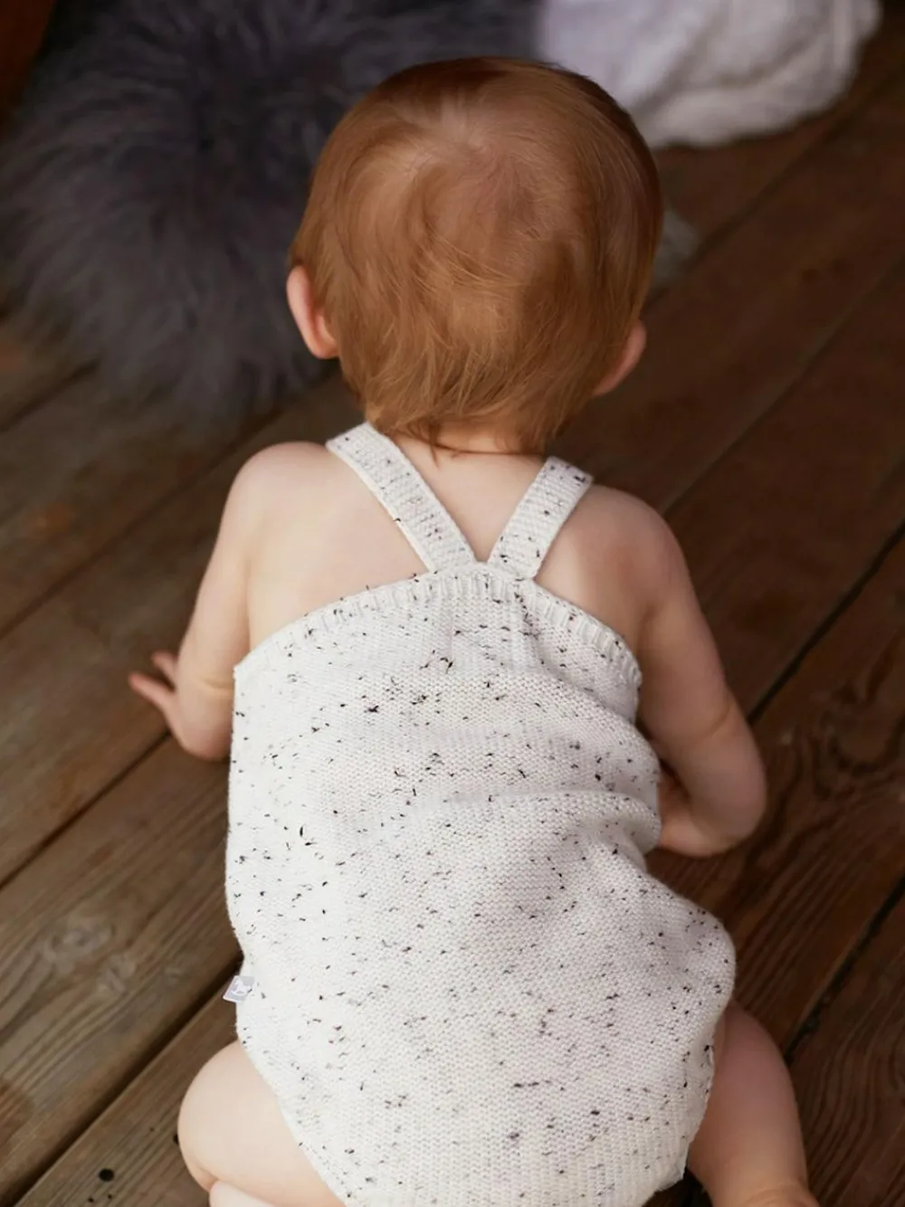 Online The Little Tailor Stylish Baby Knitted 100% Cotton Romper Oatmeal