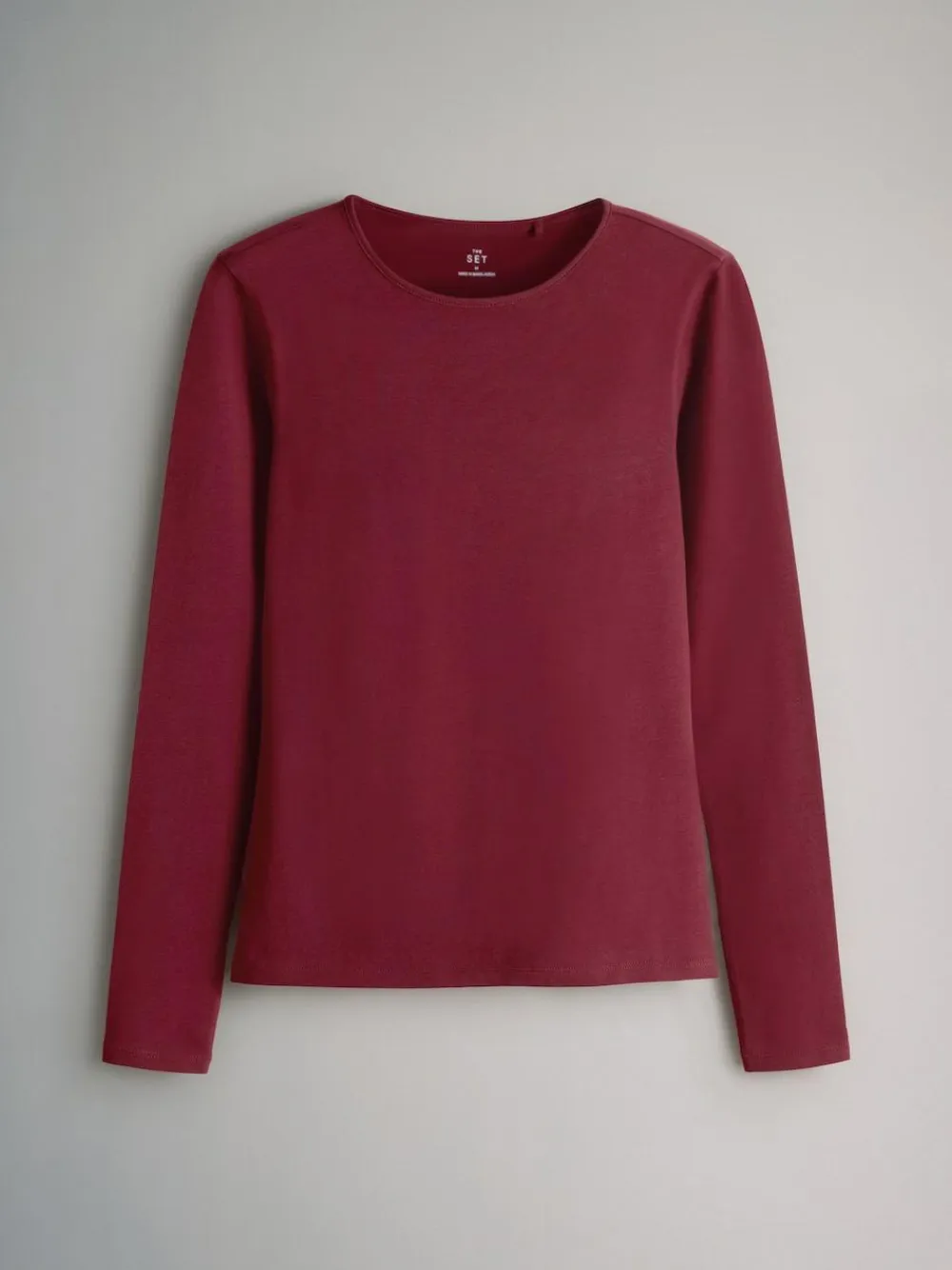 Outlet The Set 5 Pack Long Sleeve Crew Neck T-Shirts Navy/Light Blue Stripe/Red/Stone Brown/White