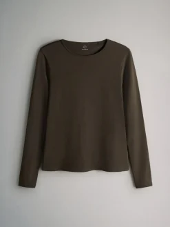 Sale The Set 7 Pack Long Sleeve Crew Neck T-Shirts Chocolate Brown/ Taupe Brown/ Light Brown/ Neutral