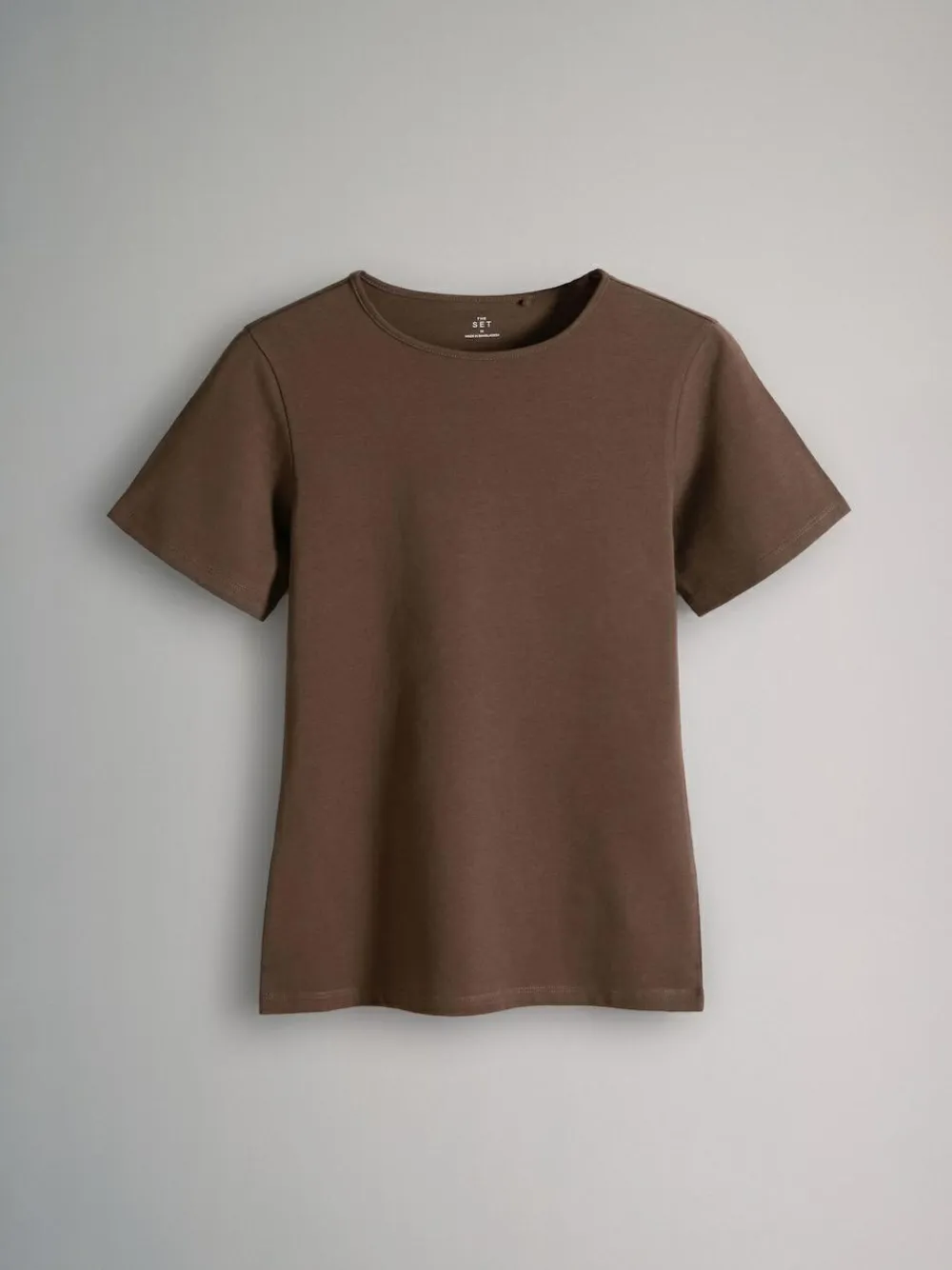 New The Set 5 Pack Short Sleeve Fitted Crew Neck T-Shirts Black/Brown/Neutral/Nude/White