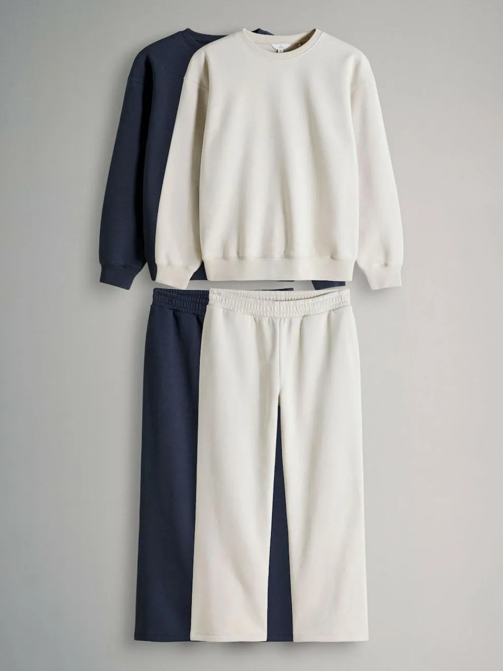 Discount The Set Navy/Oatmeal 4 Pack Crew Neck Sweat and Wide Leg Joggers