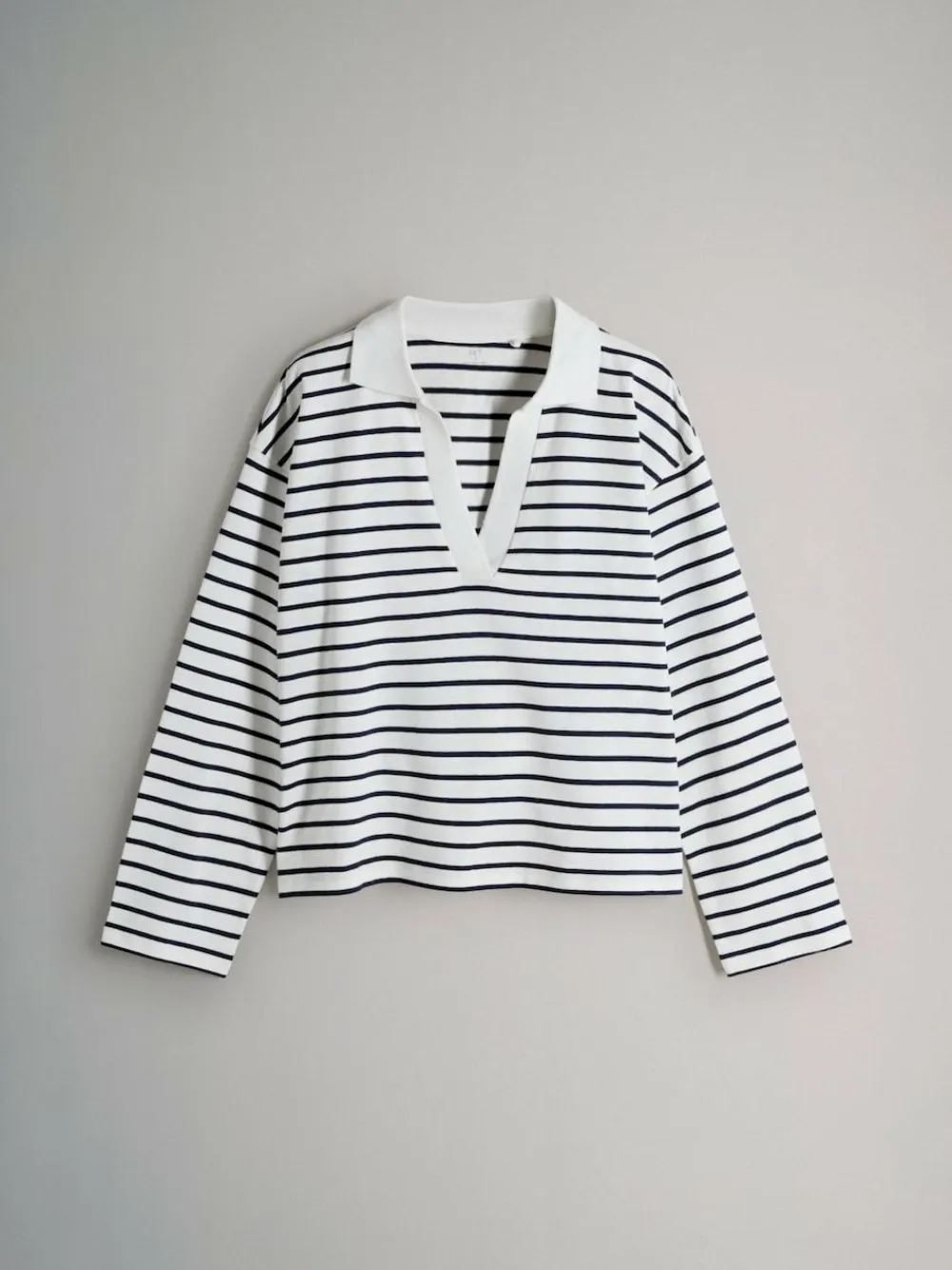 The Set Navy/Stone/Stripe 3 Pack Long Sleeve Heavyweight Rugby T-Shirts
