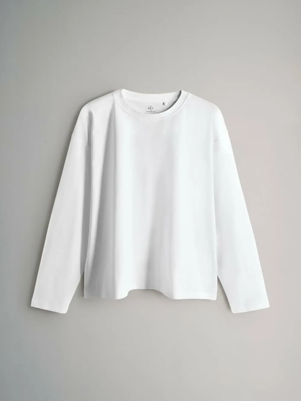 Discount The Set Relaxed Fit 4 Pack 100% Cotton Relaxed Long Sleeve T-Shirts Light Green/Pink/White/Stripe