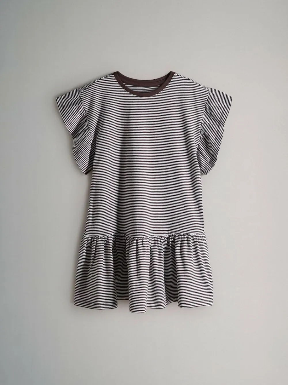 Online The Set Short Frill Sleeve Drop Waist Jersey Dresses 3 Pack Black/Brown Stripe/Red