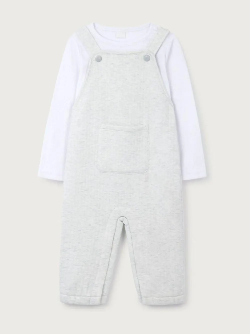 New The White Company White Quilted Dungaree & Top Set