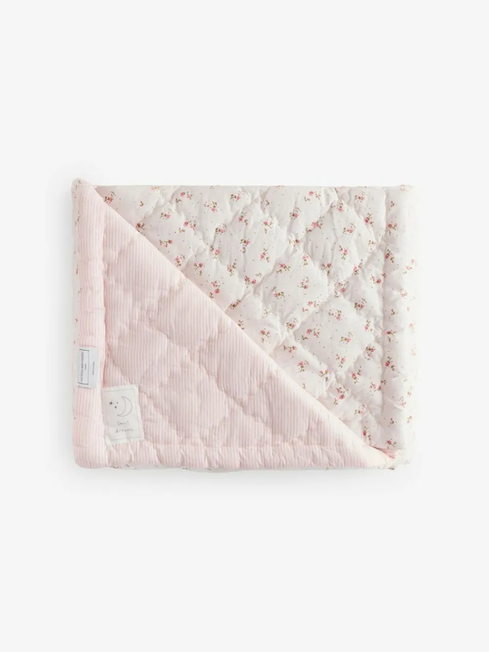 The White Company White Reversible Floral Quilt Cot Bed^ Nursery Bedding|Blankets