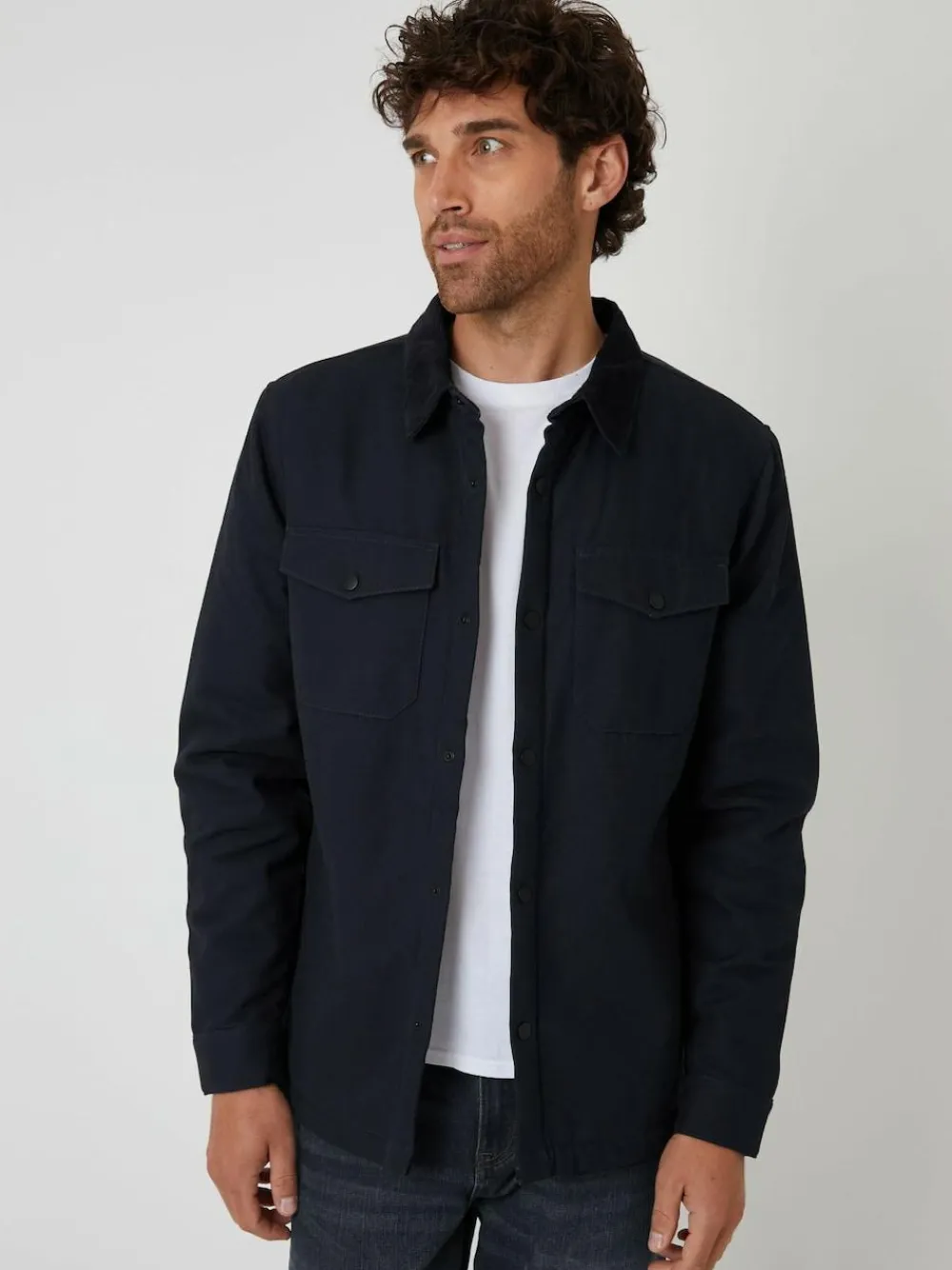 Discount Threadbare Borg Lined Shacket Black