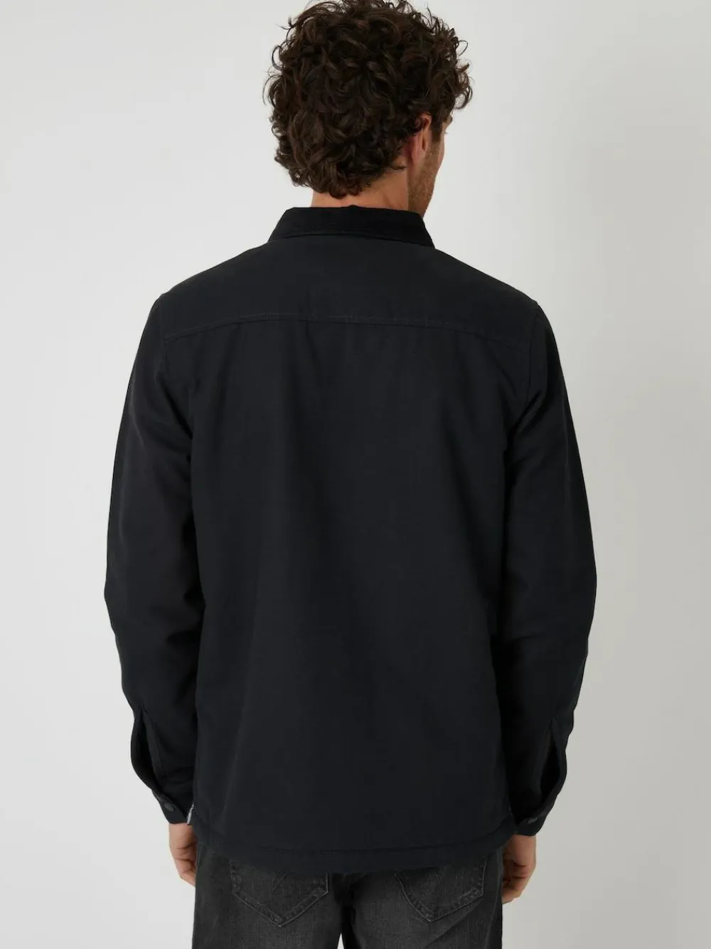 Discount Threadbare Borg Lined Shacket Black