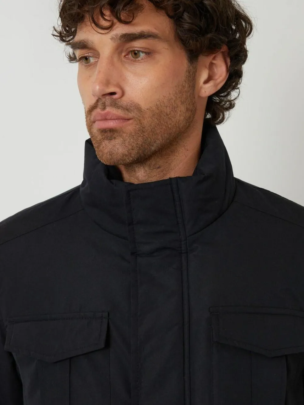 Sale Threadbare Black Funnel Neck Utility Coat