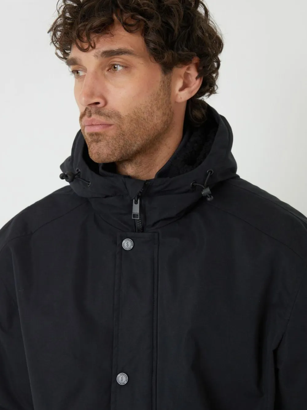 Hot Threadbare Black Microfleece Lined Hooded Lightweight Jacket