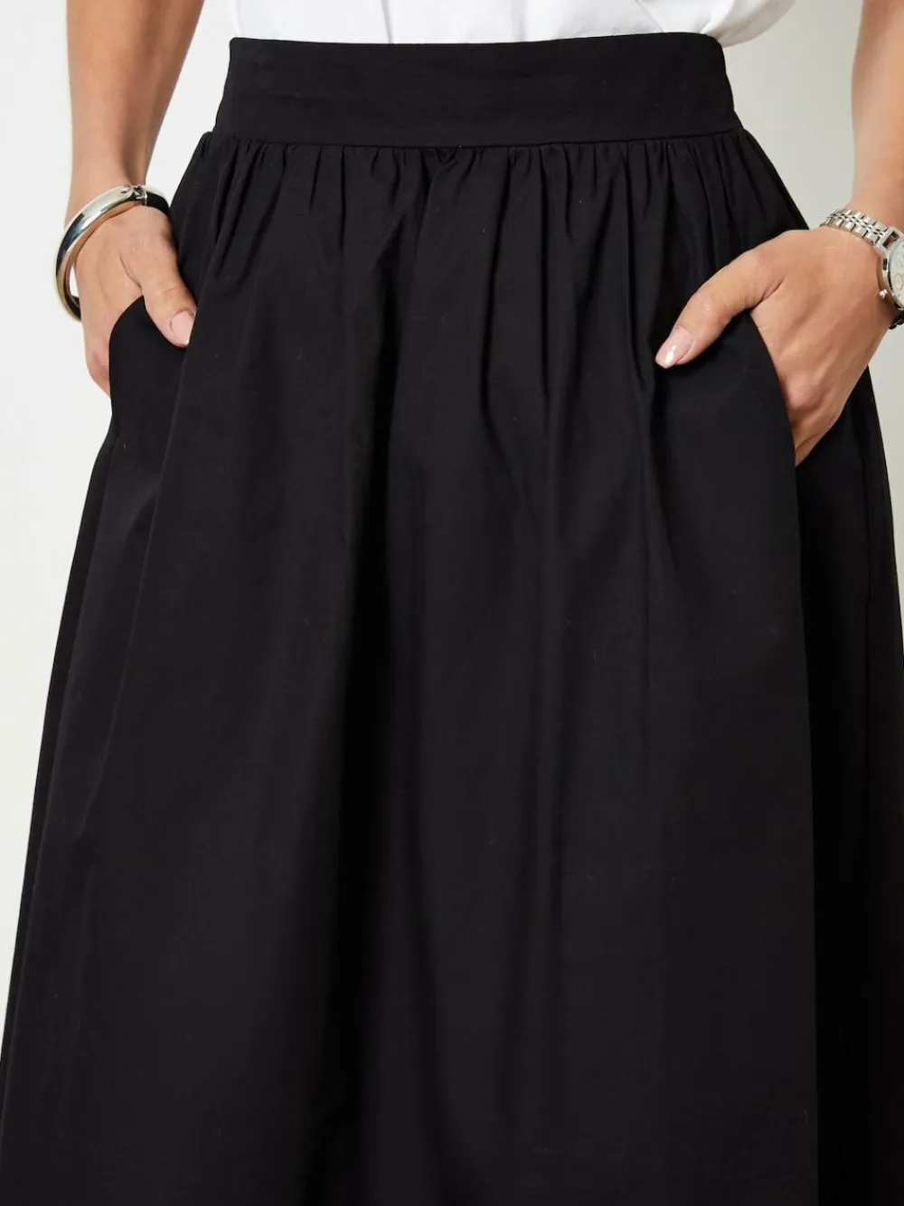 Threadbare Black Midi Skirt with Pockets^Women Skirts