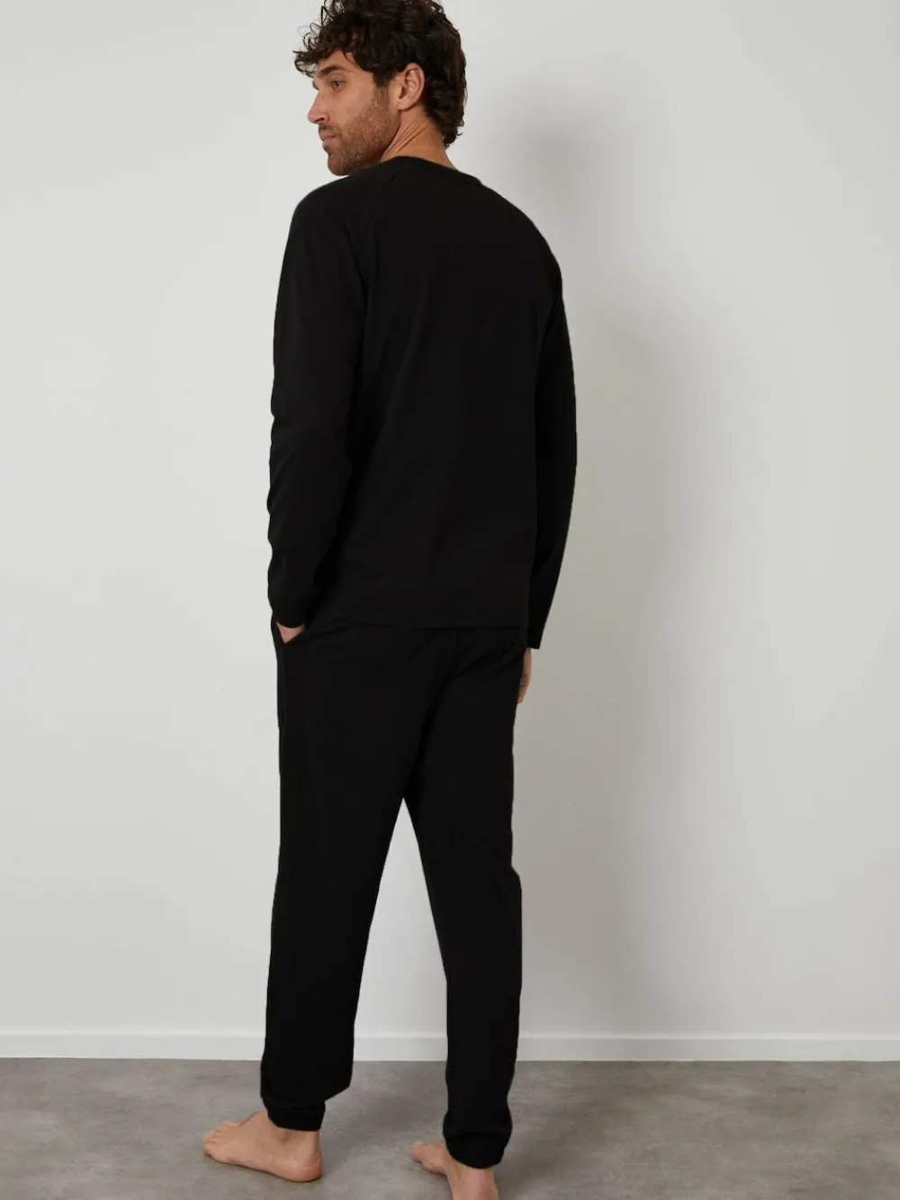 Hot Threadbare Peached Cotton Long Lounge Set Black