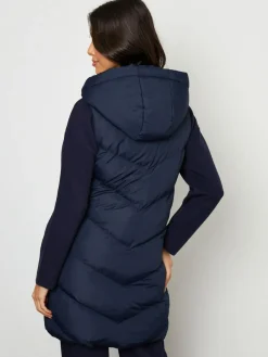 Clearance Threadbare Longline Padded Gilet Blue