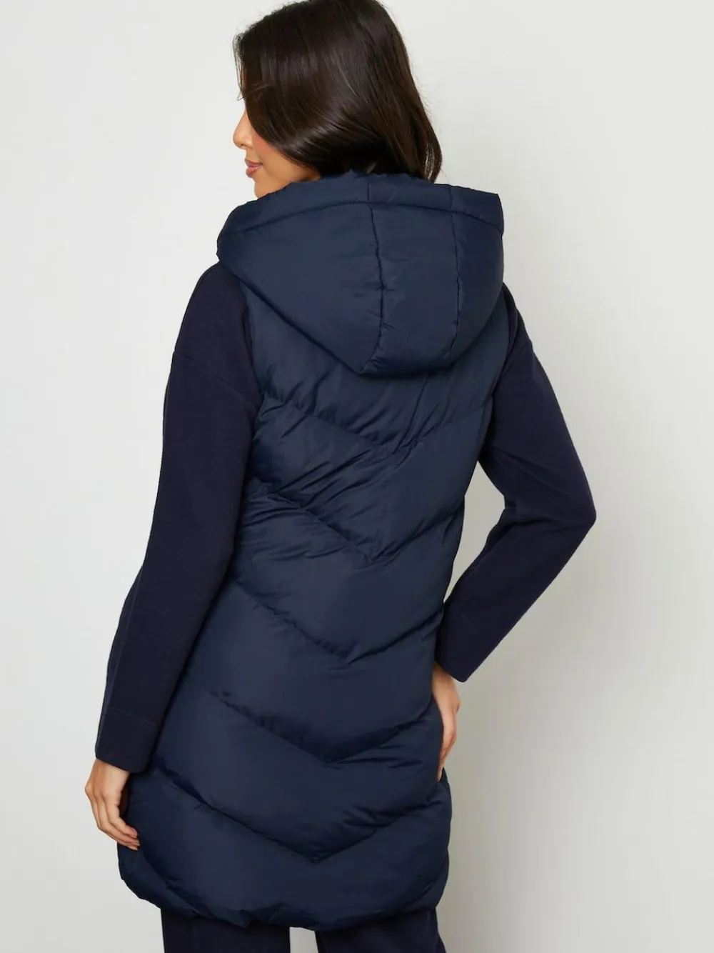 Clearance Threadbare Longline Padded Gilet Blue