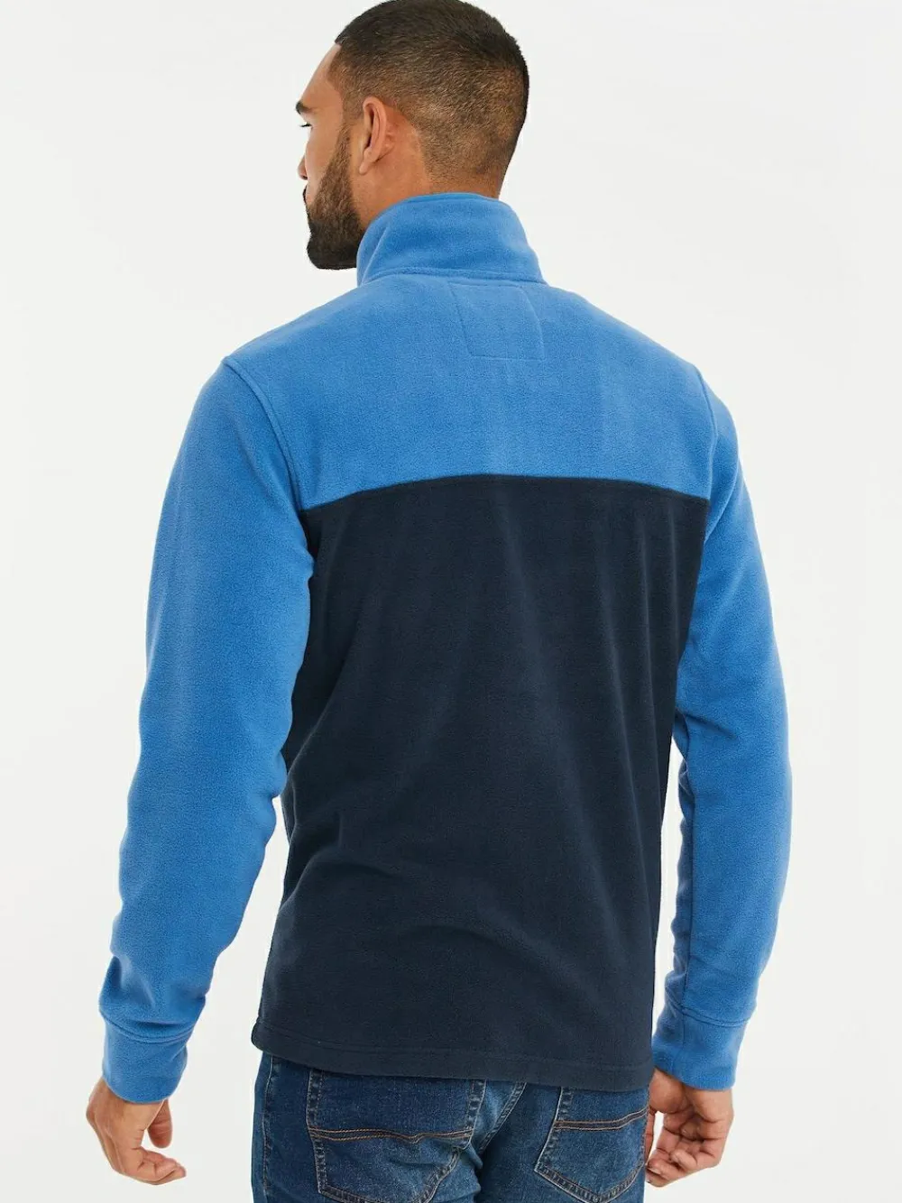 Threadbare Cobalt / Navy Two Tone Quarter Zip Fleece Sweatshirt^ Sweatshirts & Hoodies|Sweatshirts & Hoodies