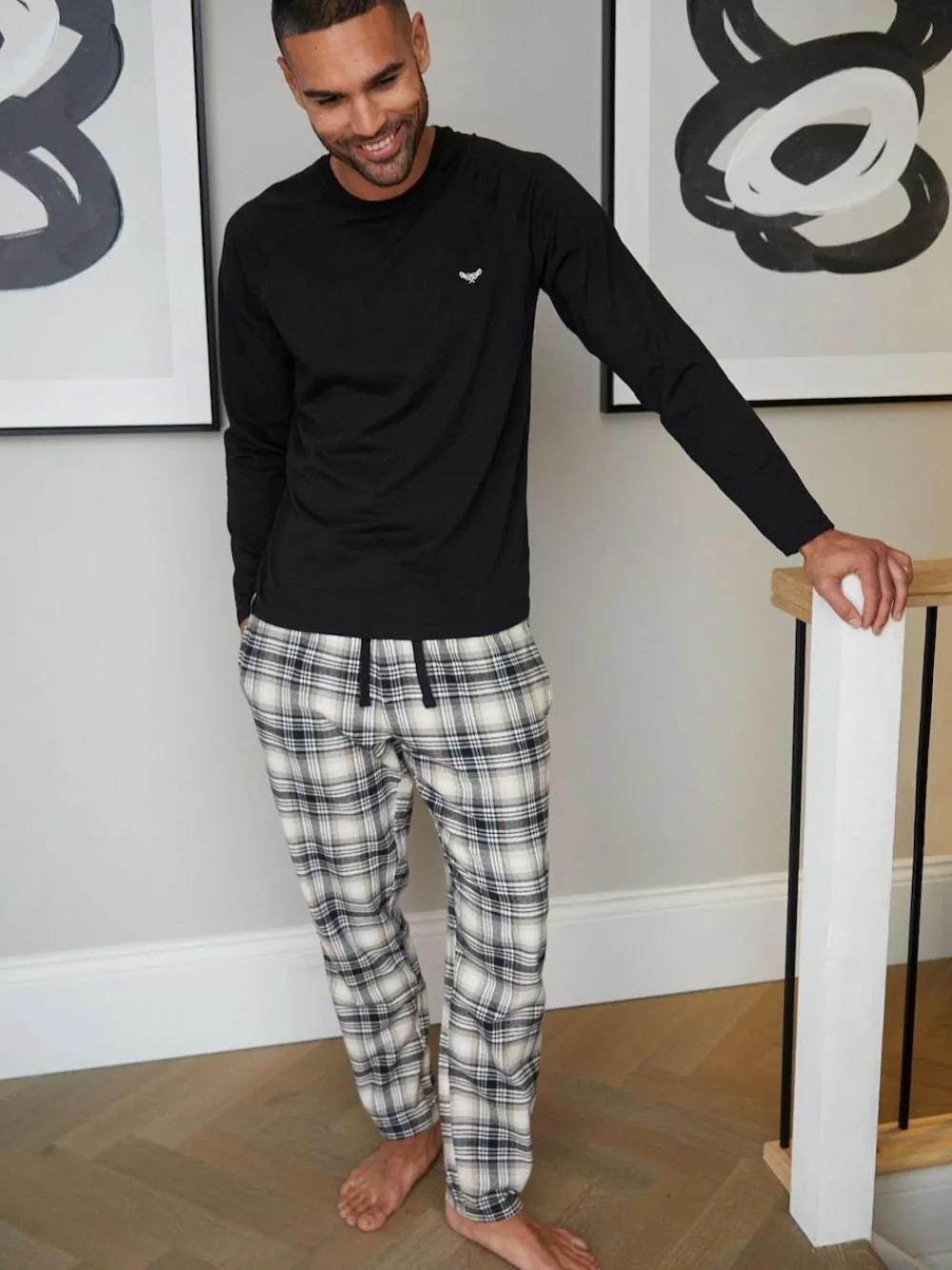 Threadbare Dark Black Blend Long Sleeve Pyjamas Set^ Pyjamas