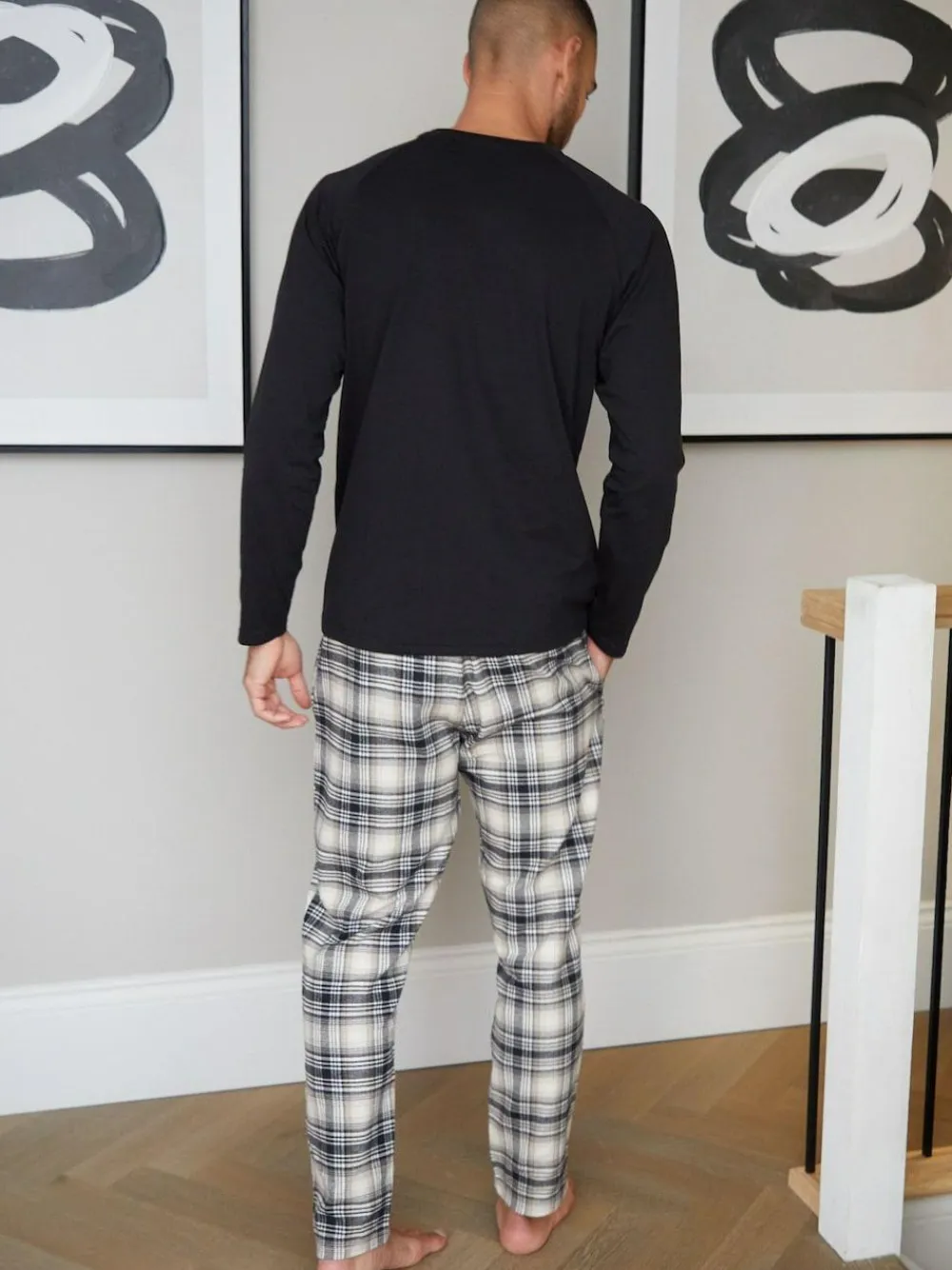 Threadbare Dark Black Blend Long Sleeve Pyjamas Set^ Pyjamas