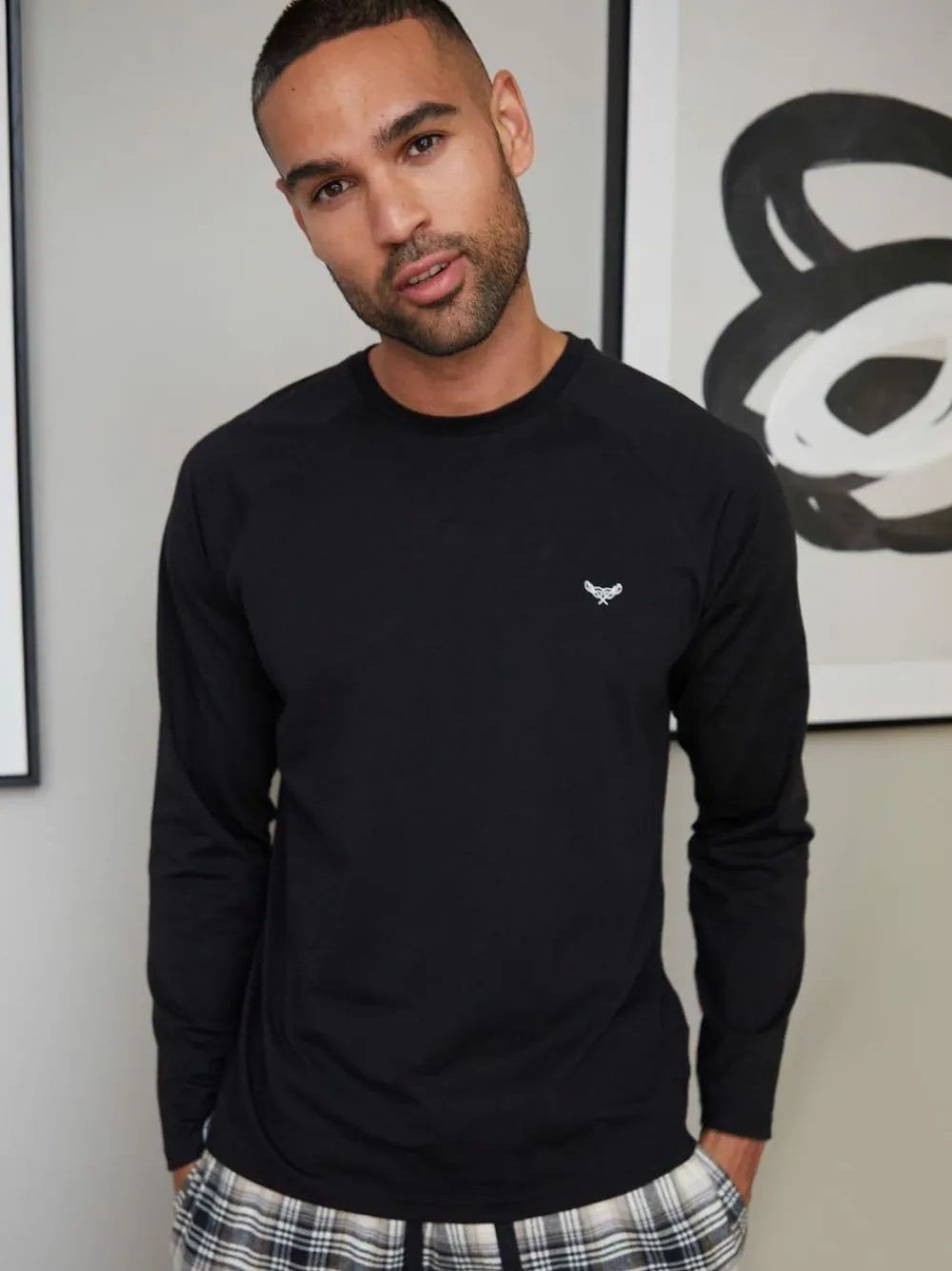 Threadbare Dark Black Blend Long Sleeve Pyjamas Set^ Pyjamas
