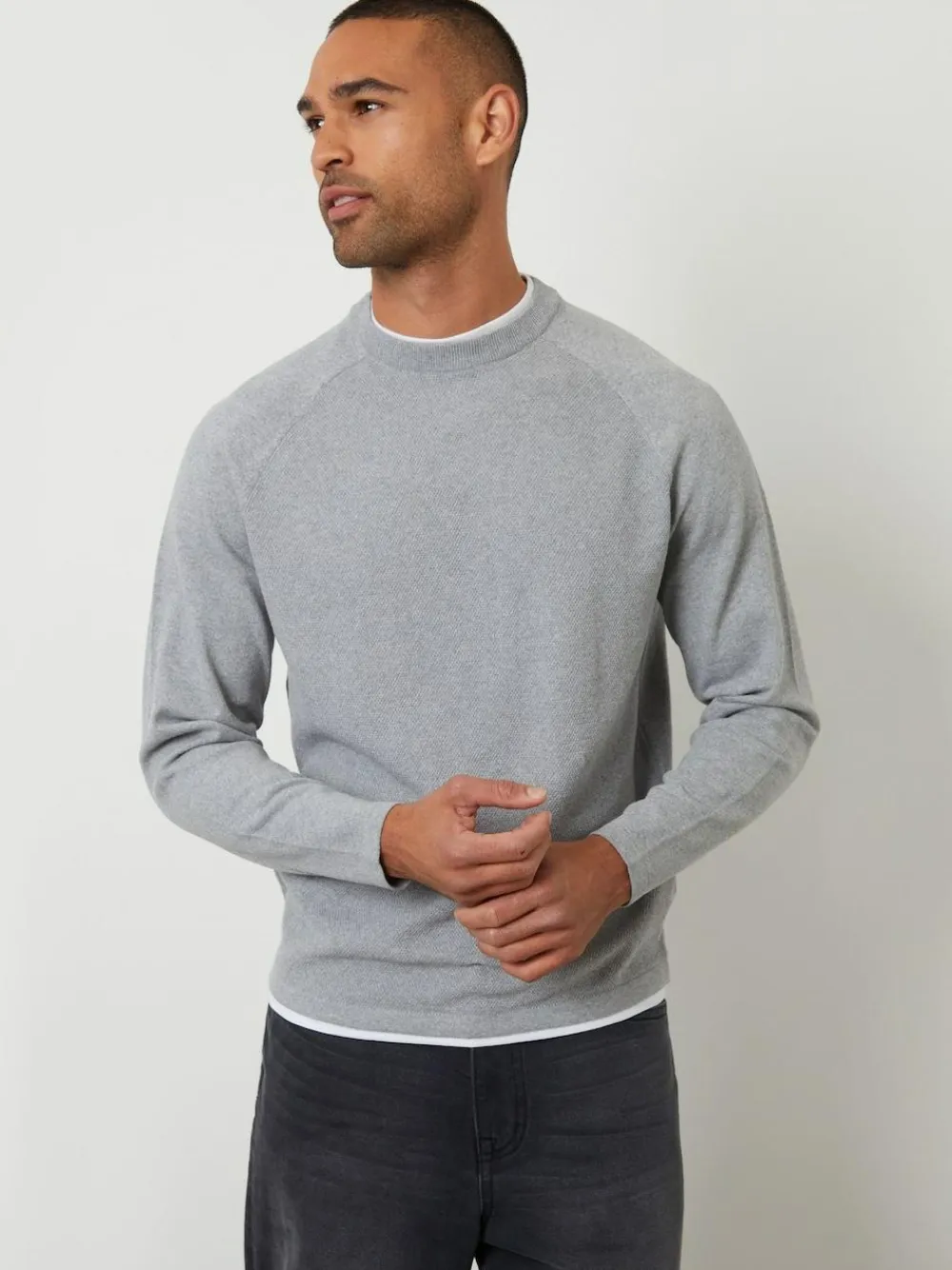 Threadbare Mock T-Shirt Textured Knit Crew Neck Jumper^ Knitwear|Knitwear