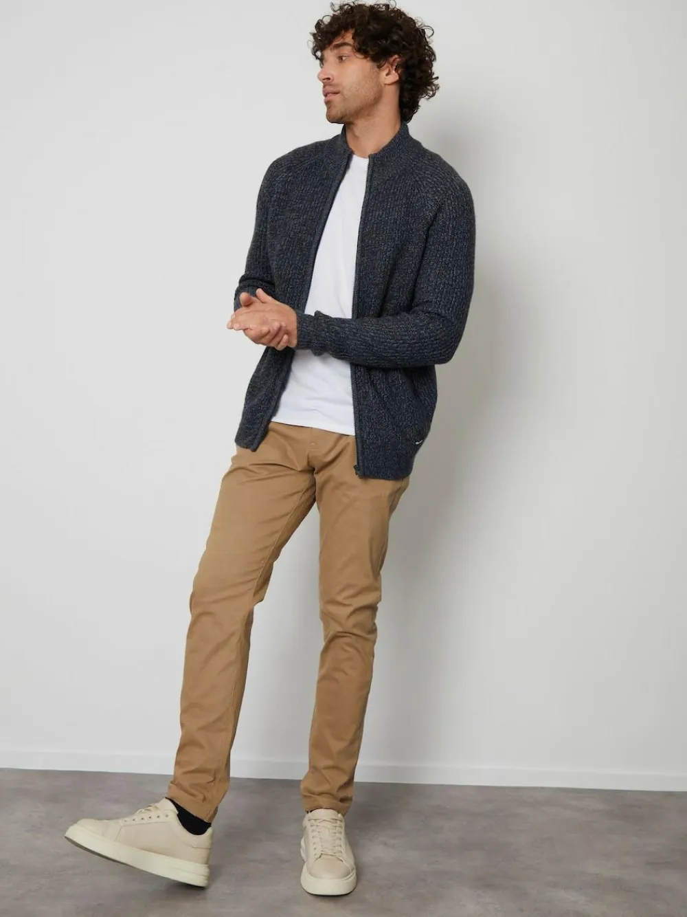 New Threadbare Zip Up Cardigan Navy