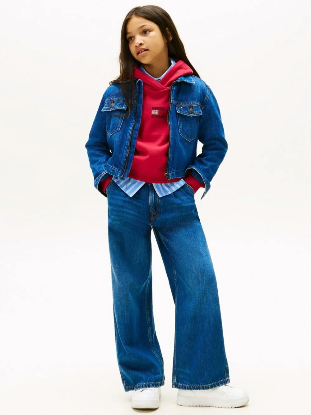 Sale Tommy Hilfiger Blue Mabel High Rise Pleated Wide Leg Jeans