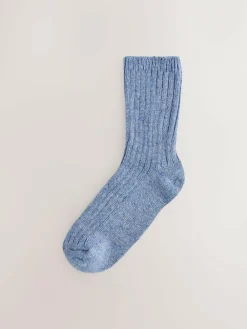 Next Tonal Blue Thermal Wool Blend Ankle Socks 3 Pack With Silk^Women Socks & Tights