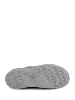 Hot Totes Ladies Isotoner Popcorn Turnover Open Toe Slippers Grey