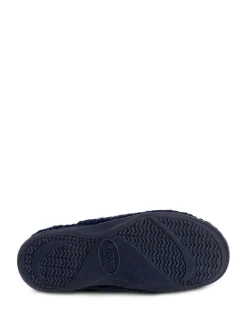 Clearance Totes Ladies Isotoner Popcorn Turnover Open Toe Slippers Navy