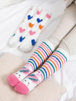 Online Totes White Toasties Girls Super Soft Slipper Socks 2 Pack