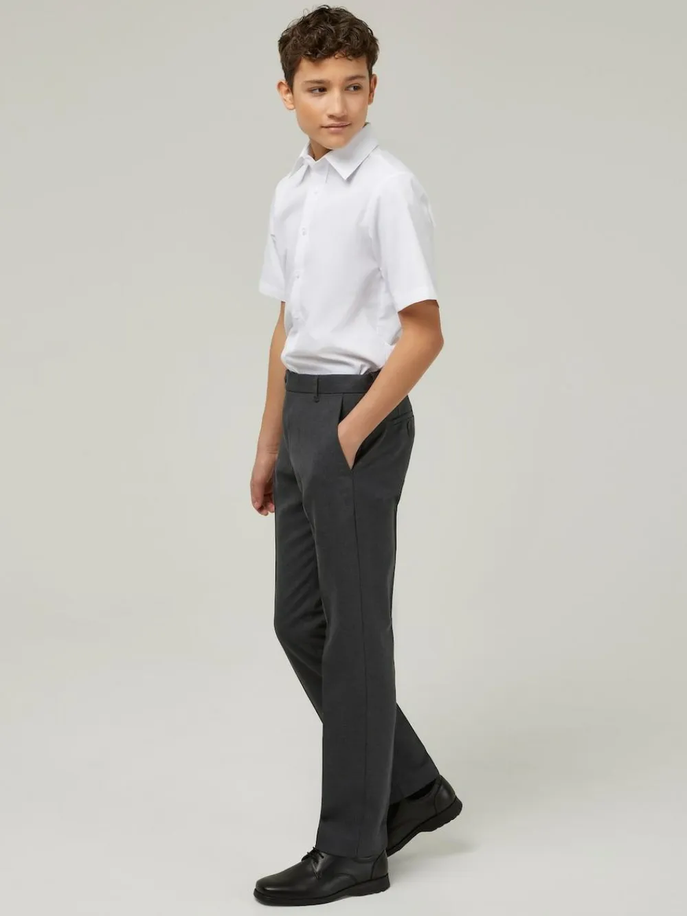 Sale Trutex Senior Boys Grey Longer Length Slim Leg School Trousers