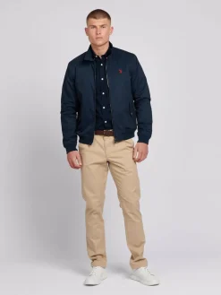 Hot U.S. Polo Assn . Mens 100% Cotton Twill Harrington Jacket Blue