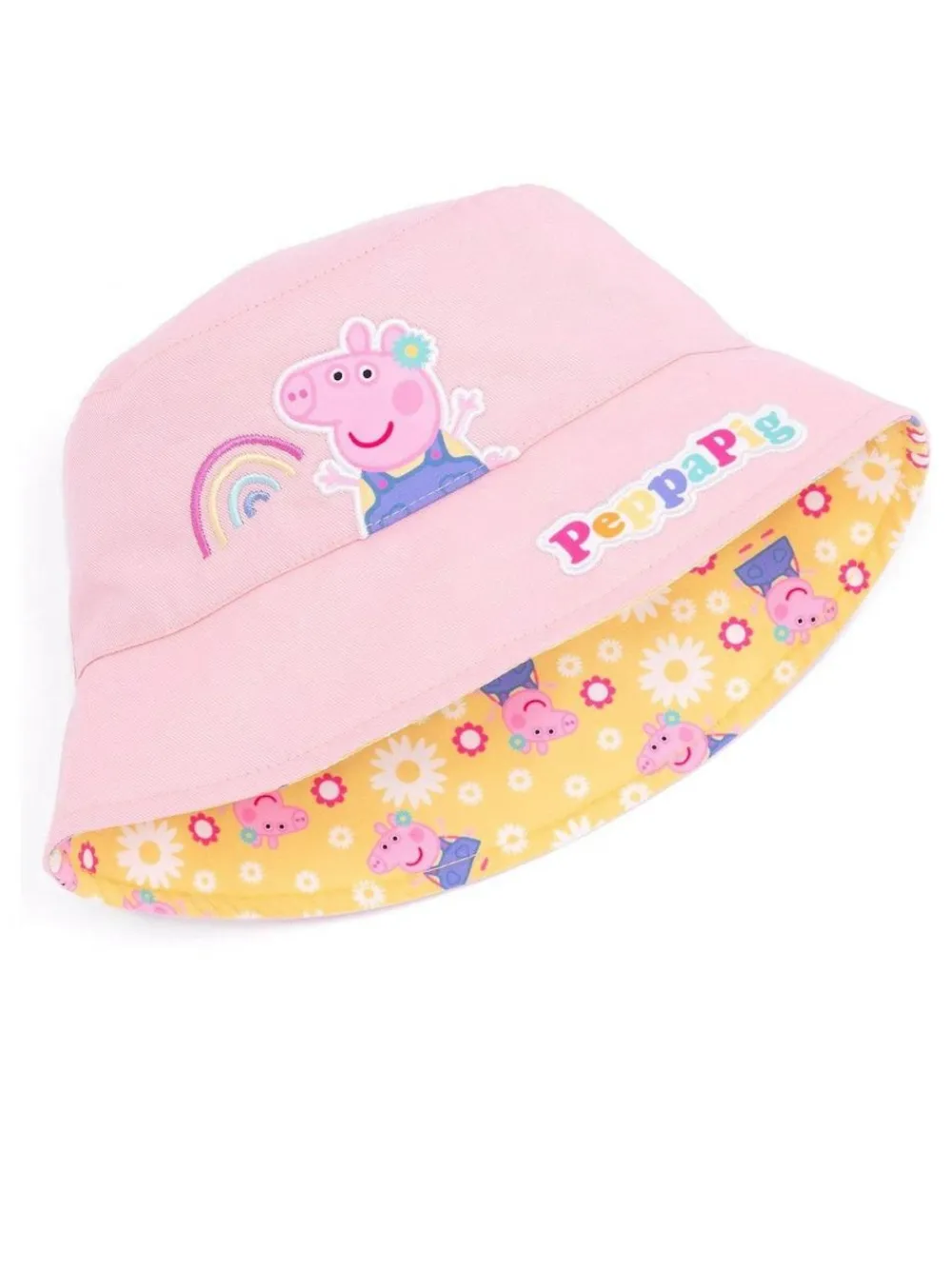 New Vanilla Underground Pink/Yellow Kids Peppa Pig Reversible Bucket Hat