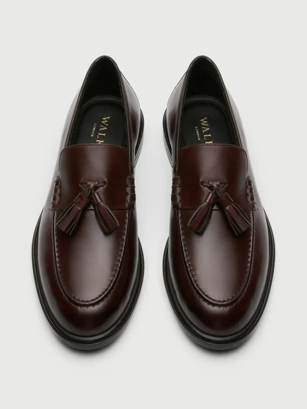 Walk London Brown Leather Putney Tassel Loafers^ Shoes