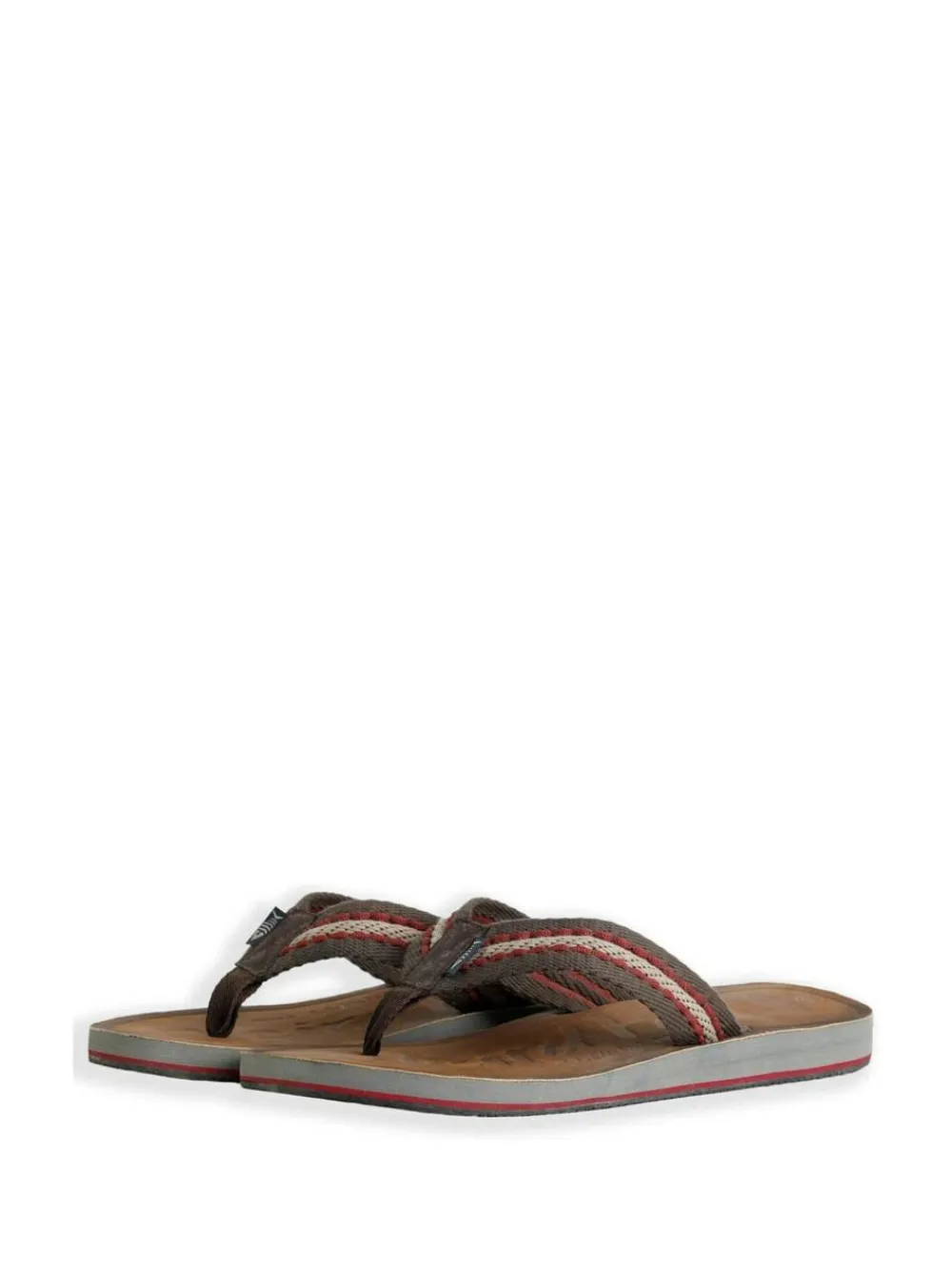 Sale Weird Fish Brown Malham Leather Look Flip Flop Slippers