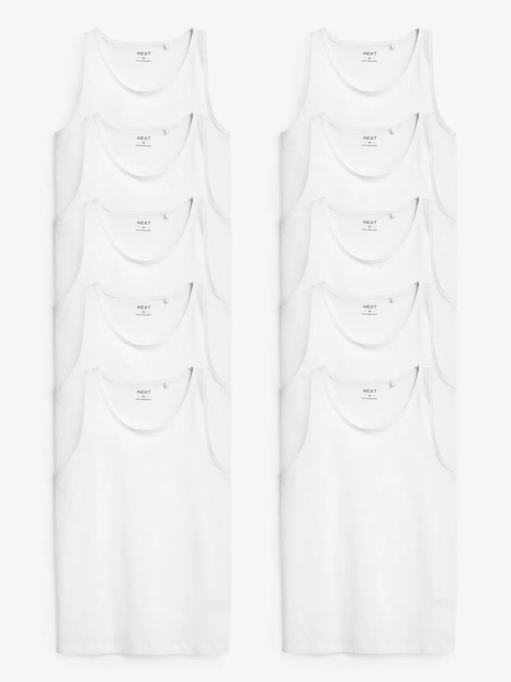 Next White 100% Cotton Layering Vests 10 Pack^ Loungewear|Nightwear