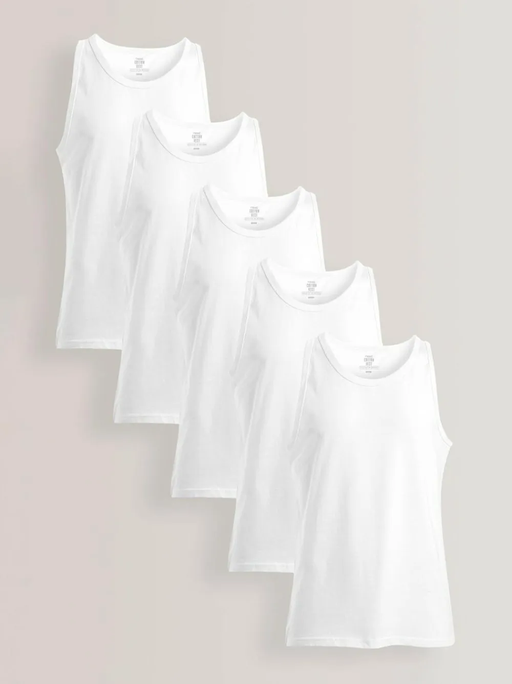 New Next 100% Cotton Layering Vests 5 Pack White